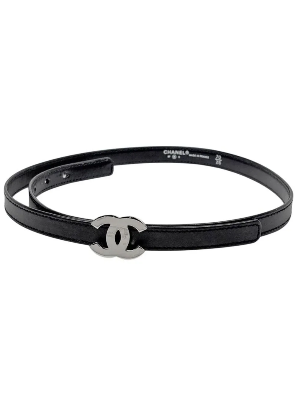 Chanel CC Logo Belt 97 Leather Black